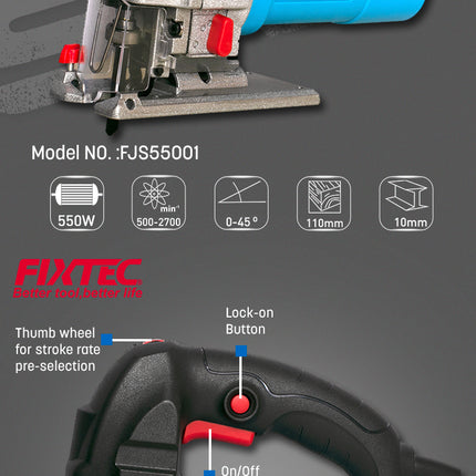 FJS55001Fixtecمنشار الجيجسو 550W من FIXTEC قاعدة ألومنيوم تغيير سريع