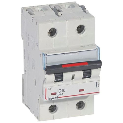 410007Legrandقاطع الدائرة الكهربائية Legrand DX3 ثنائي القطب 10A منحنى C