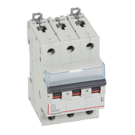 409247Legrandقاطع الدائرة الكهربائية ليجراند DX3 MCB 10000A ثلاثي الأقطاب 1A منحنى C
