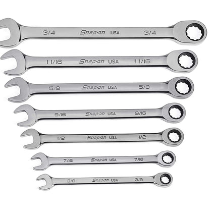 OXR707ASnap-Onمجموعة 7 قطع مفاتيح ربط SAE Flank Drive غير قابلة للعكس مع تروس تدوير
