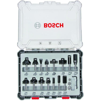 Bosch Tools,2607017471,Router Bit Set Mixed | 6mm - shank 15pcs