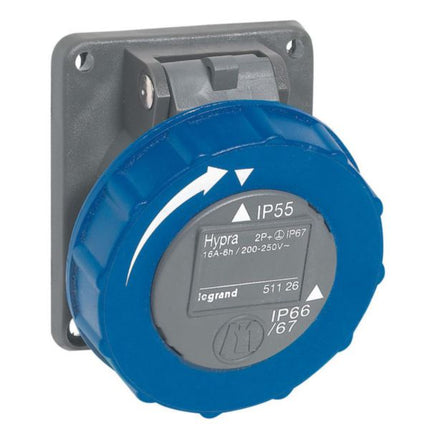 051126Legrandمقبس التثبيت على اللوحة Legrand Hypra IP66/67 16A 2P+E بلاستيك