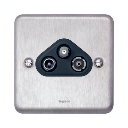 833043Legrandمقبس Synergy Authentic TV-R-SAT من الفولاذ المقاوم للصدأ المصقول 833043