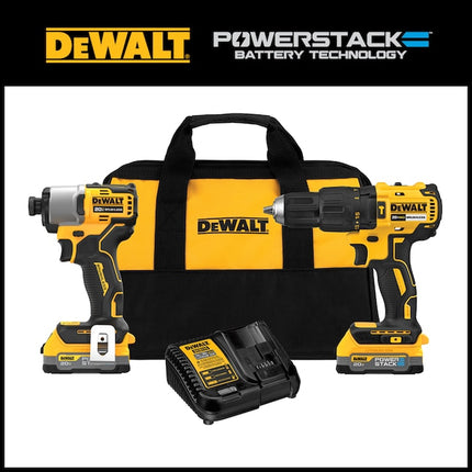 ‎Dewalt 20V Max Hammer Drill/Driver & Impact Driver Combo Kit with Powerstack Compact Batteries