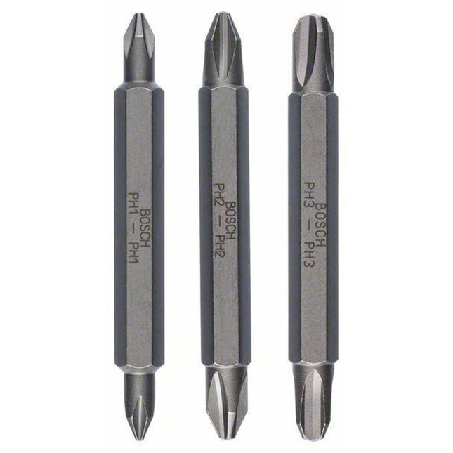 Screwdriver Double Ended Bit Set 60mm 1/4" DEB Shank XH 3pcs