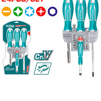 TACSD302462Total Toolsمجموعة مفكات البراغي TACSD302462 المكونة من 24 قطعة