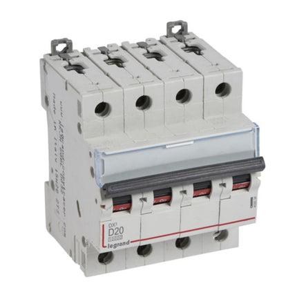 409534Legrandقاطع دارة MCB DX3 10000A رباعي الأقطاب 20A منحنى D