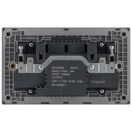 MEC33082SLLegrandمقبس أوبريا ثنائي 16A متعدد المعايير مع USB Type A+C 15W فضي داكن