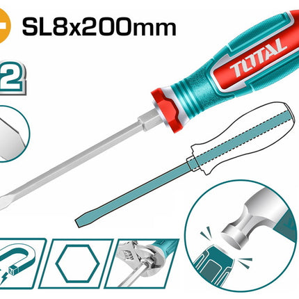 TGTSL8200Total Toolsمفك براغي TOTAL مشقوق ذو مغناطيس 200 ملم