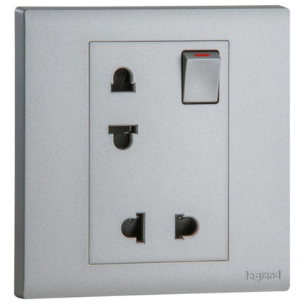 MEC32048SLLegrandمقبس أوبريا أحادي العصابة يورو-أمريكي 16A مزدوج مع مفتاح فضي غامق