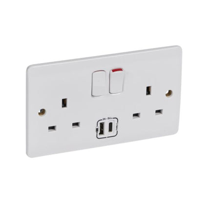 730079Legrandمنفذ مقبس Legrand Synergy مع شاحن USB ثنائي الفتحة أبيض