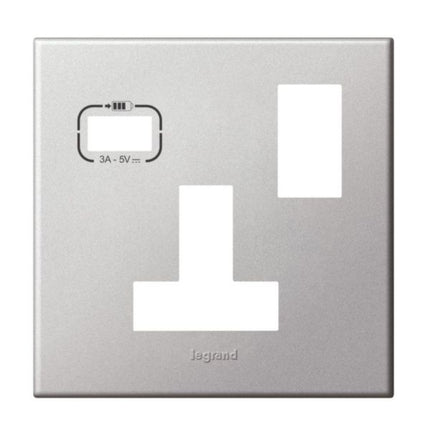 575134ALegrandلوحة لوجراند أحادية BS 13A مع مفتاح وميناء USB ألومنيوم ناعم