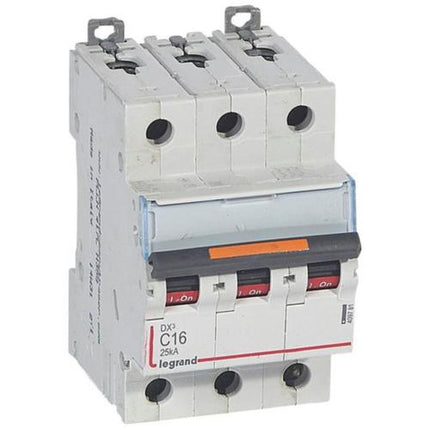 409781Legrandقاطع دائرة Legrand DX3 ثلاثي الأقطاب 16A منحنى C