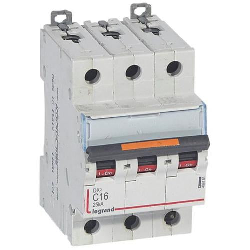 409781Legrandقاطع دائرة Legrand DX3 ثلاثي الأقطاب 16A منحنى C