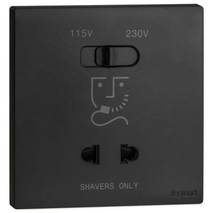 MEC36019BLLegrandمقبس حلاقة أوبريا أسود مات 2 وحدة مثبتة بالفلاش