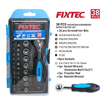 FHSDK3802Fixtecمجموعة مفكات براشوت 38 قطعة من فيكستك FHSDK3802
