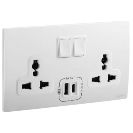 281123MWLegrandماليا سينسز منفذ توزيع متعدد المعايير ثنائي مع شاحن USB
