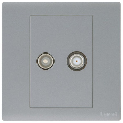 MEC41069SLLegrandمقبس تلفاز مزدوج Obria من نوع F فضي داكن