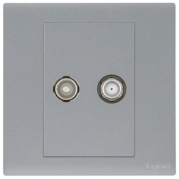 MEC41069SLLegrandمقبس تلفاز مزدوج Obria من نوع F فضي داكن