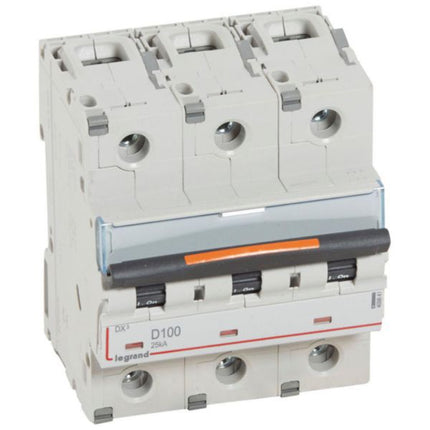 409841Legrandقاطع دائرة ليجراند DX3 ثلاثي الأقطاب 100A منحنى D