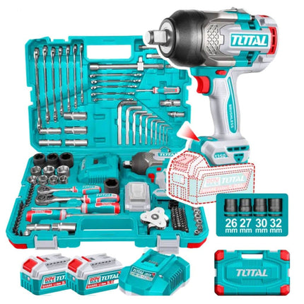 THKTHP31262Total Toolsمجموعة مفك التأثير 20V 1350NM من توتال 126 قطعة أدوات متكاملة