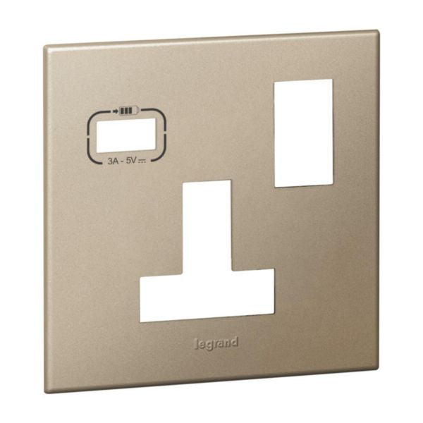 575136ALegrandلوحة ليجراند أحادية الفتحة BS 13A مع منفذ USB ذهبي