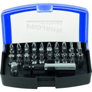 3953001Projahnعلبة بتات بروجان 1/4" بروفكرافت مع حامل بتات مشقوقة صليبية وسداسية وTX، 32 قطعة