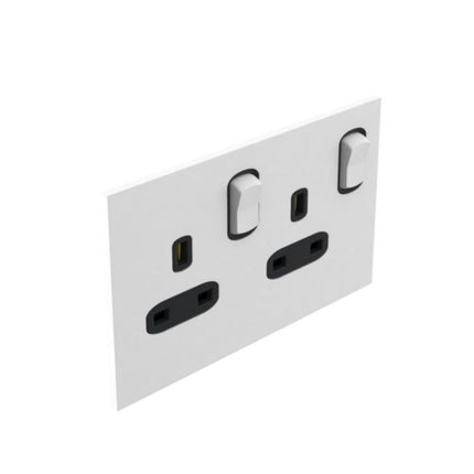 AR-68323Legrandمقبس Art d'Arnould ثنائي المجموعة معيار بريطاني 13A 250V أبيض ساتان