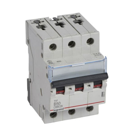 403407Legrandقاطع الدائرة الكهربائية ليجراند MCB TX3 6000A ثلاثي الأقطاب 50A منحنى B