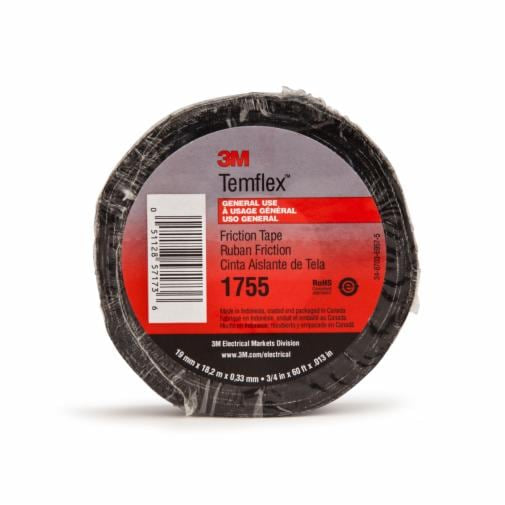 000540075021663Mشريط الاحتكاك القطني 3M Temflex 1755 أسود 82.5 قدم