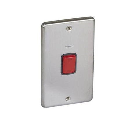 833021Legrandمفتاح ثنائي القطب سينرجي أثينتك مع مؤشر LED أزرق 45 أمبير من الفولاذ المقاوم للصدأ