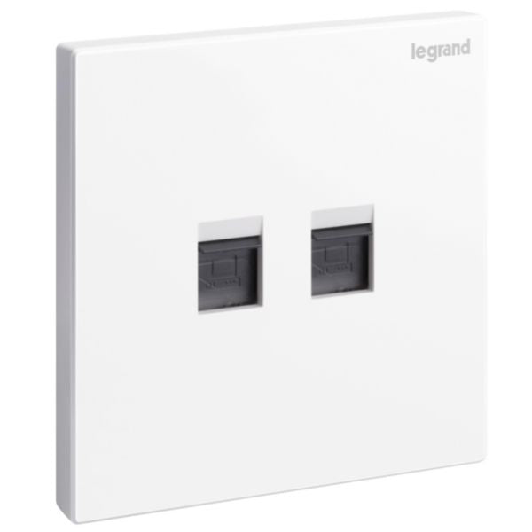282446Legrandمقبس هاتفي ثنائي RJ11 بمقبس واحد من Galion أبيض