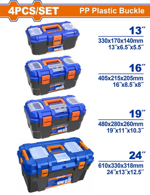 WTB2104Wadfow مجموعة 4 صناديق أدوات بلاستيكية من WADFOW