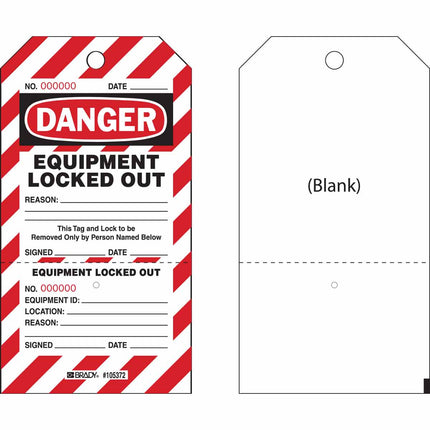 TwoPart Perforated Tag  DANGER Equipment Locked Out
