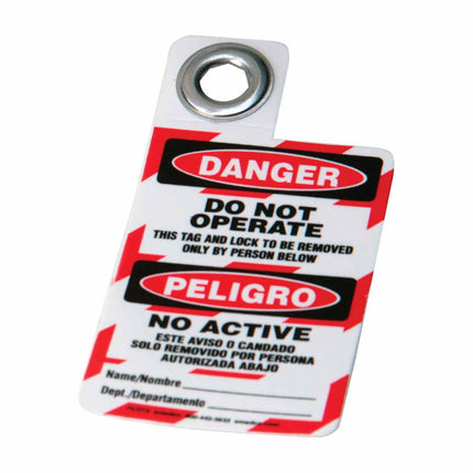 Bilingual Lockout Tags DANGER Do Not Operate This Tag and Lock To Be Removed Only By Person Below