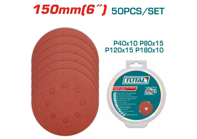 TAC7315011Total Toolsمجموعة ورق الصنفرة TOTAL TAC7315011 50 قطعة 150 ملم