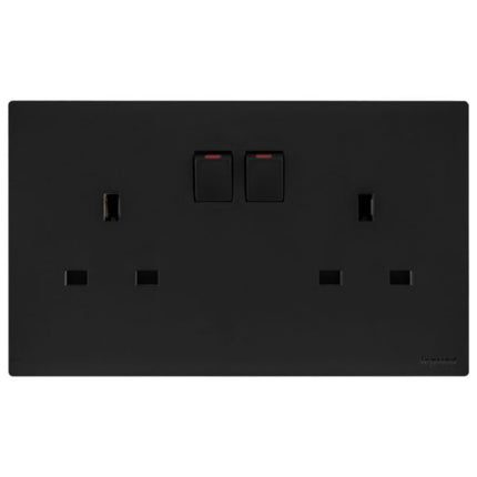 MEC32037BLLegrandمقبس كهربائي أوبريا بمفتاح 2 منفذ معيار بريطاني 13 أمبير مع مؤشر LED أسود مات