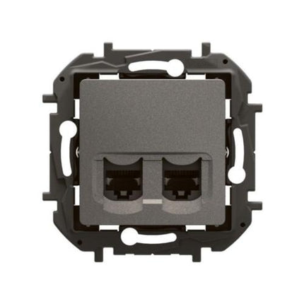 NP4332MGLegrandمقبس نيلويه ثنائي RJ45 CAT6A FTP رمادي متوسط منفذ مزدوج