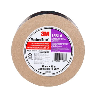 000763081418753Mشريط 3M Venture Tape UL181A-P رقائق الألومنيوم الفضي 1581A