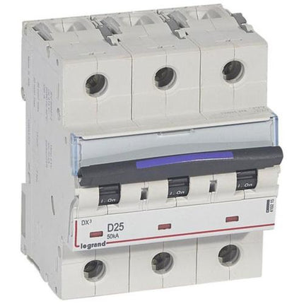 410215Legrandقاطع دائرة Legrand DX3 ثلاثي الأقطاب 25A منحنى D