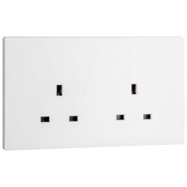 MEC31033WHLegrandمقبس أوبريا ثنائي الفتحة BS 13A غير مفتاح أبيض مات