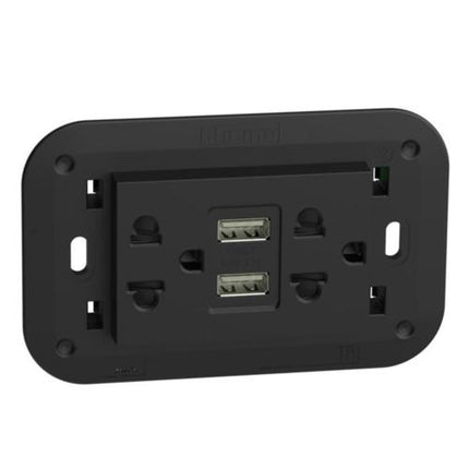 BT-KG4185AALegrandمقبس مزدوج Living Now EU-US مع شاحن USB أسود