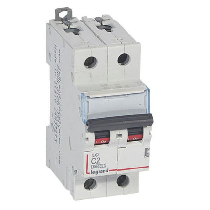 407793Legrandقاطع دائرة Legrand DX3 ثنائي القطب 2A منحنى C 6kA