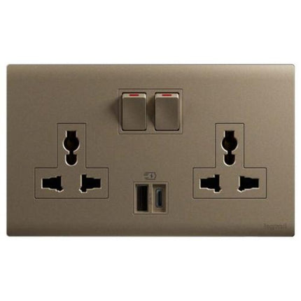 MEC33077RGLegrandمقبس أوبريا ثنائي 16A متعدد المعايير مع USB A+C ذهبي وردي