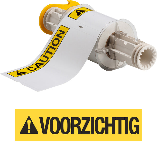 BBP85 Series Vinyl VOORZICHTIG Black and Yellow on White Labels