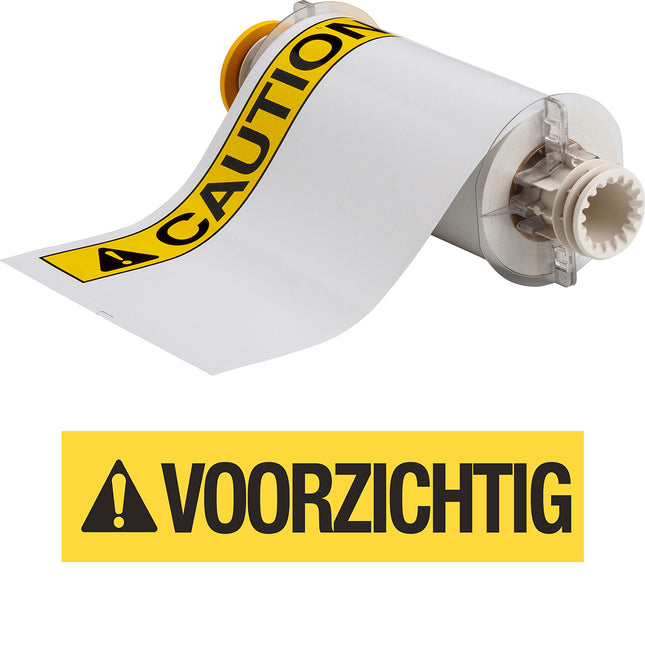BBP85 Series Vinyl VOORZICHTIG Black and Yellow on White Labels