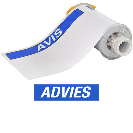 BBP85 Series Vinyl ADVIES Black and Yellow on White Labels