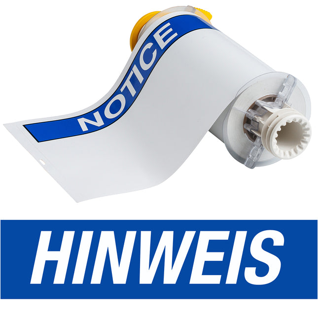BBP85 Series Vinyl HINWIS Blue on White Labels