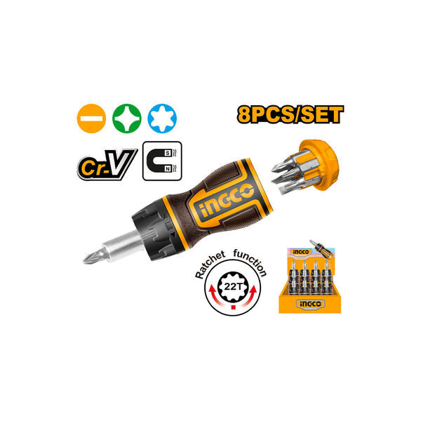 AKISDS1728INGCOمجموعة مفكات INGCO 8 في 1 أداة احترافية CRV