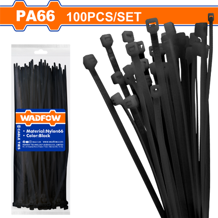 WTEB545076Wadfow 100 قطعة رباط بلاستك أسود